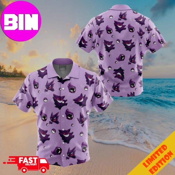 Gengar Pattern Pokemon Button Up ANIMEAPE Hawaiian Shirt