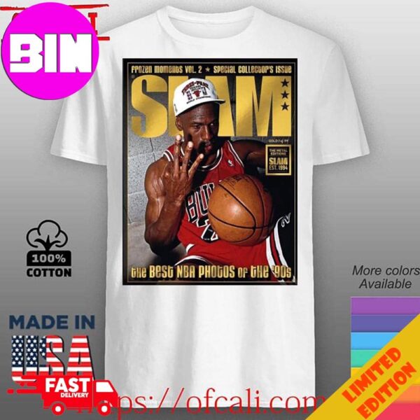 Gold Metal Best NBA Photos Of The 90s Michael Jordan On The Slam Magazine Poster T-Shirt