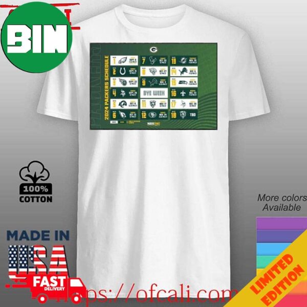 Green Bay Packers Announced Their New Season NFL 2024 Schedule T-Shirt