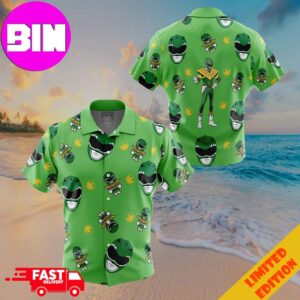 Green Ranger Pattern Mighty Morphin Power Rangers Button Up ANIMEAPE Hawaiian Shirt