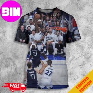 Iconic NBA Best Moment 2024 Poster Anthony Edwards Slam Dunk In Battle Minnesota Timberwolves Vs Dallas Mavericks All Over Print Unisex T-Shirt