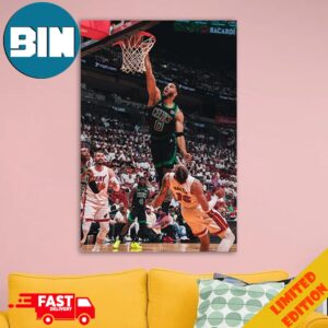Jayson Tatum Iconic Slam Moment Boston Celtics vs Miami Heat Home Decorations Poster Canvas