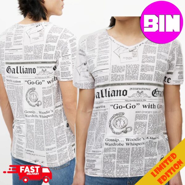 John Galliano Vintage Dior Newspaper Gazette All Over Print T-Shirt