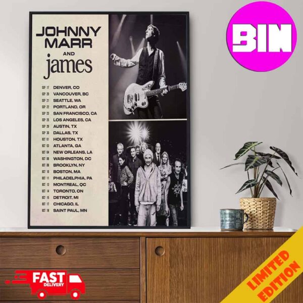 Johnny Marr And James North America Spirit Power Tour 2024 Schedule List Date Home Decor Poster Canvas