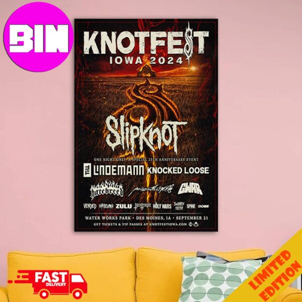 Knotfest IOWA 2024 Slipknot One Night Only A Special 25th Anniversary Event With Knocked Loose And More Home Decorations Poster Canvas
