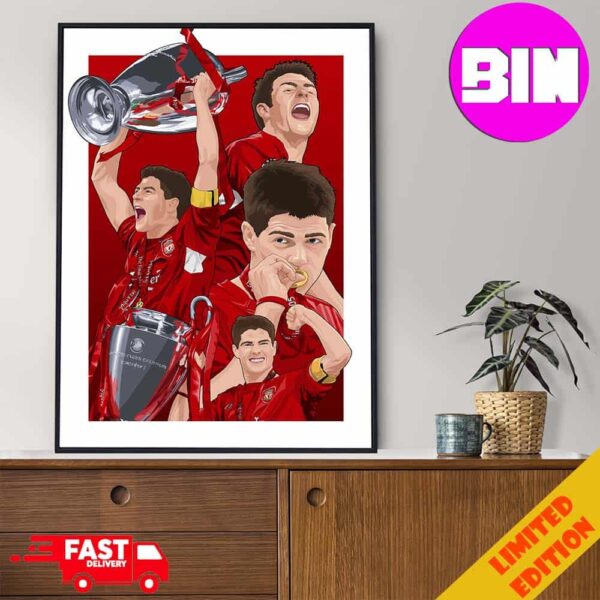 Legend Steven Gerrard With Liverpool FC Champions Premier League 2005-06 Fan Art Home Decor Poster Canvas