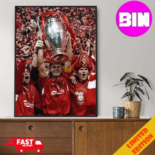 Legend Steven Gerrard With Liverpool FC Champions Premier League 2005-06 Home Decor Poster Canvas