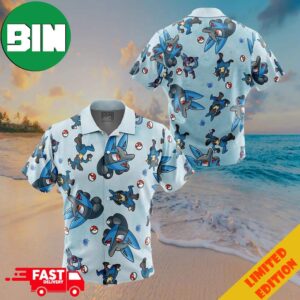 Lucario Pattern Pokemon Button Up ANIMEAPE Hawaiian Shirt