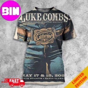 Luke Combs concert poster for his performances on May 17-18 in Santa Clara California at Levi’s Stadium 3D Unisex T-Shirt
