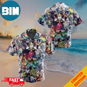 Mega Evolution Pokemon Button Up ANIMEAPE Hawaiian Shirt