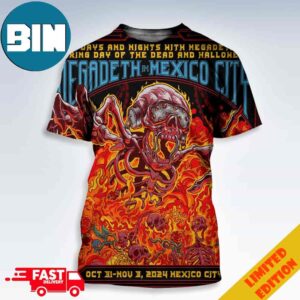 Megadeth In Mexico City 4 Days And Nights With Megadeth During Day Of The Dead And Halloween Oct 31 Nov 3 2024 Mexico City Day Of The Mega Dead 3D T-Shirt