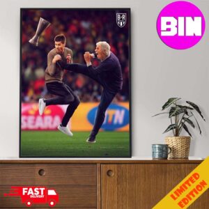 Meme Coach Gian Piero Gasperini Kicks The Uefa Europa League Champions League 2024 Trophy Out Of Coach Xabi Alonso’s Hands Home Decor Poster Canvas