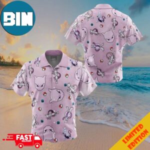 Mewtwo Pattern Pokemon Button Up ANIMEAPE Hawaiian Shirt