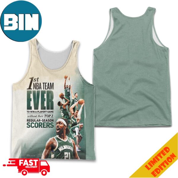 Milwaukee Bucks 1st NBA Team Ever To Win A Playoff Game Without Their Top 2 Regular-Season Scorers Basketball Tank Top All-Over Print T-Shirt