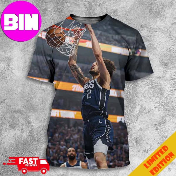 Moment NBA 2024 Poster Dereck Lively II Slam Dunk In Battle Dallas Mavericks Vs Minnesota Timberwolves All Over Print Unisex T-Shirt