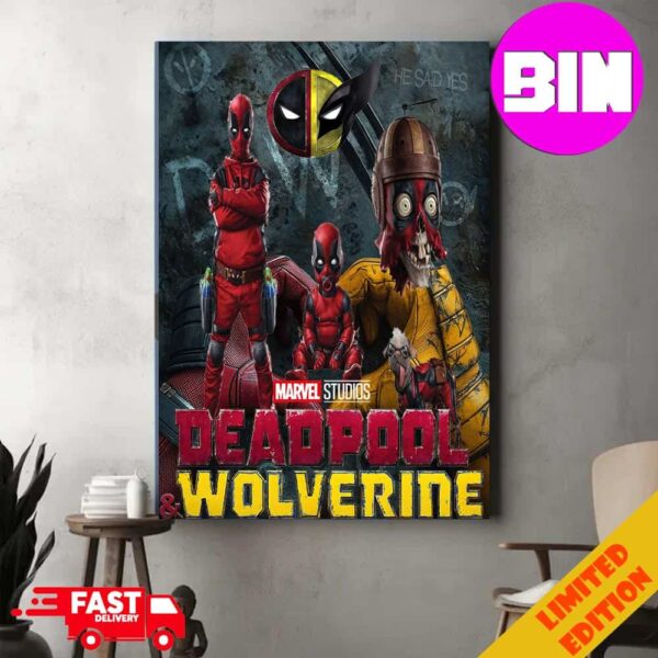 New Look At The Dogpool Babypool Childpool And Skullcappool In Deadpool and Wolverine Poster Canvas Home Decor