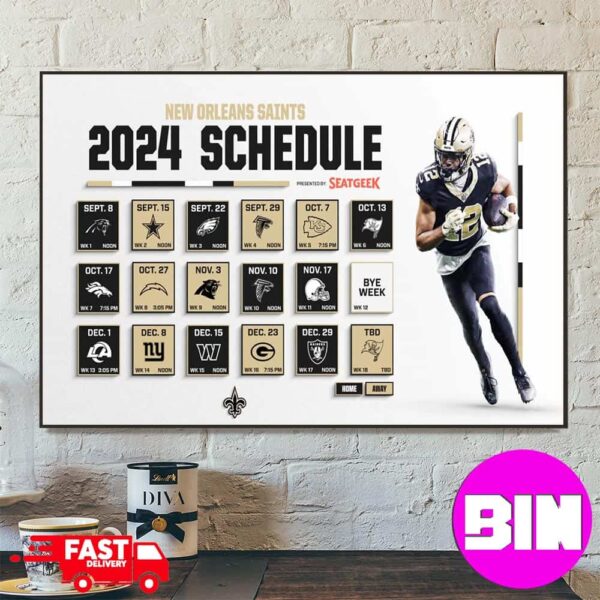 New Orleans Saints Announced Their New Season NFL 2024 Schedule Poster Home Decor Poster Canvas