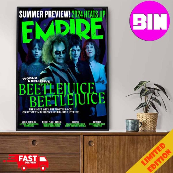 New Poster Beetlejuice Beetlejuice Releasing On July Summer Preview 2024 Heats Up Empire Home Decor Poster Canvas