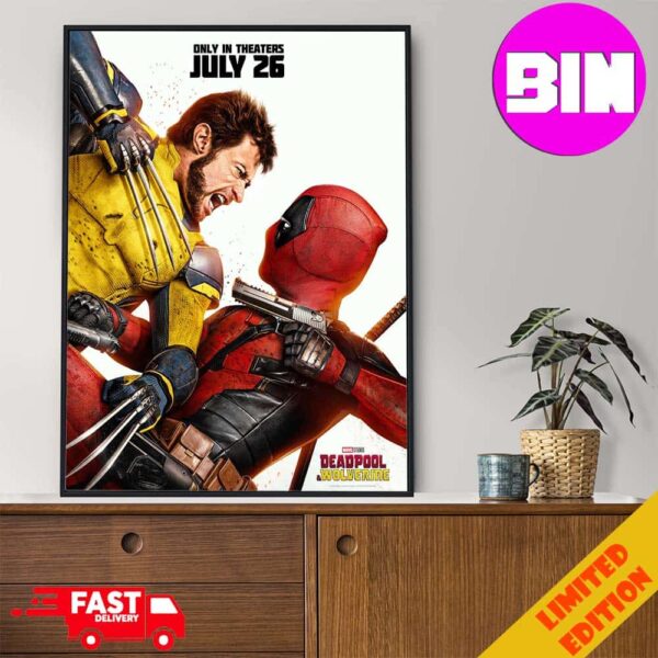 New Poster For Deadpool And Wolverine Peak incoming In Theaters On July 26 Home Decor Poster Canvas