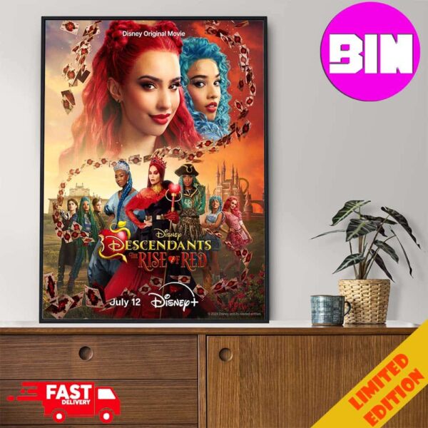 New Poster For Descendants The Rise Of Red Releasing On Disney On July 12 Home Decor Poster Canvas