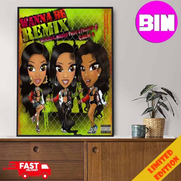 Official Cardi B To Be Featured On Remix For Glorilla And Megan Thee Stallion?s Wanna Be Fan Gift 2024 Home Decor Poster Canvas