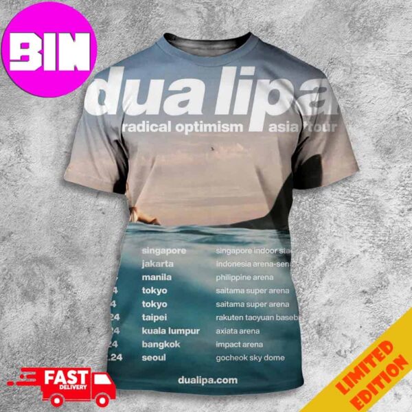 Official Dua Lipa The Asia Dates For Her Radical Optimism Tour 2024 All Over Print Unisex T-Shirt