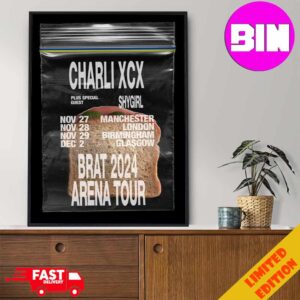 Official New Poster For Charli XCX UK Arena Tour 2024 With Album Brat Schedule List Date Home Decor Poster Canvas