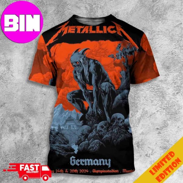 Official Poster Metallica In Germany On May 2024 At Olympiastadion Munich Alemania All Over Print Unisex T-Shirt