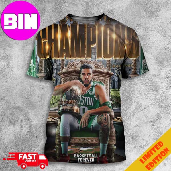 Oficial Boston Celtics NBA Eastern Conference Champions 2024 With Jayson Tatum All Over Print Unisex T-Shirt