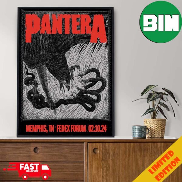 Pantera Memphis February 10 2024 Memphis TN Fedex Forum Poster Canvas