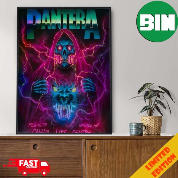 Pantera Winnipeg February 16 2024 Rainbow Foil Canada Life Centre Poster Canvas