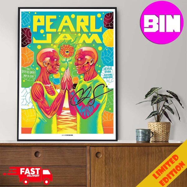 Pearl Jam With Deep Sea Diver Poster Night 1 At MGM Grand Garden Arena On May 18th In Las Vegas Nevada Las Vegas 2024 N2 By Munk One Home Decor Poster Canvas