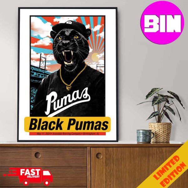 Poster Black Pumas Music On May 11 2024 At Avondale Brewing Company In Birmingham AL Home Decor Poster Canvas