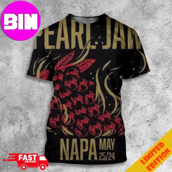 Poster Pearl Jam May 25 Event Art By Brad Klausen BottleRock Napa Valley Fest Time Dark Matter World Tour 2024 All Over Print Unisex T-Shirt