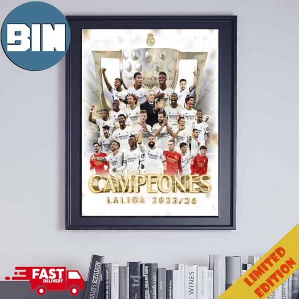 Real Madrid Cf Is Laliga 2023 2024 Champion Home Decor Poster Canvas