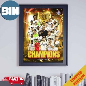 Real Madrid Receives Its 36th Laliga Ea Sports Title Congratulations Champion 2023-24 Home Decor Poster Canvas