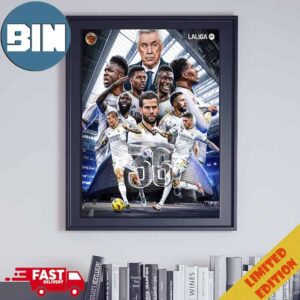 Real Madrid Receives Its 36th Laliga Ea Sports Title Congratulations Champion Home Decor Poster Canvas
