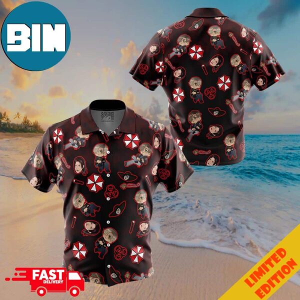 Resident Evil Pattern Gaming Button Up ANIMEAPE Hawaiian Shirt