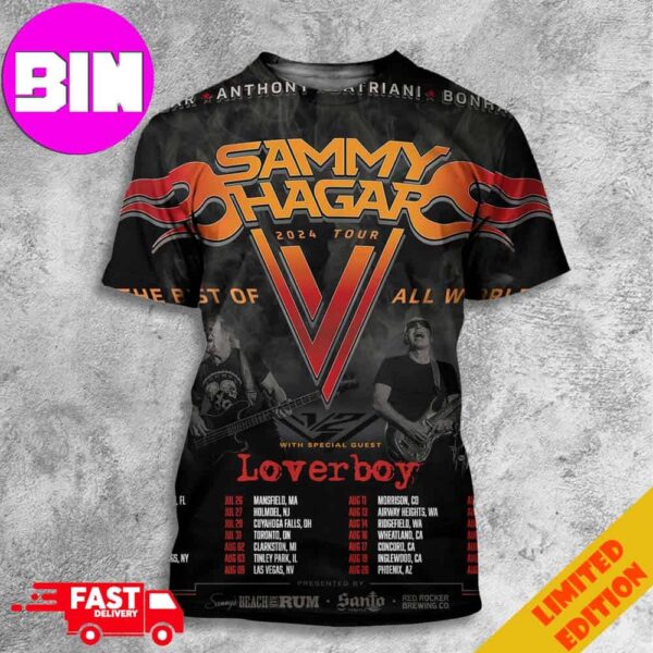 Sammy Hagar 2024 Tour With Loverboy Schedule List Date The Best Of All Worlds Tour All Over Print Unisex T-Shirt