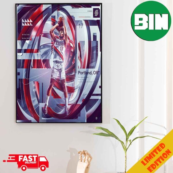 Shaedon Sharpe Portland Trail Blazers NBA Poster Canvas