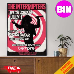 The Intertupters Live In London On July 1st With Rhoda Dakar And Dj Josh Skints Show 2024 Home Decor Poster Canvas