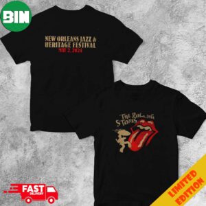 The Rolling Stones New Orleans May 2 2024 Jazz And Heritage Festival Limited Merchandise Two Sides T-Shirt