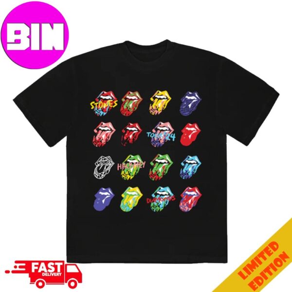 The Rolling Stones  Hackney Diamonds Tour Multi-Tongue Merchandise T-Shirt