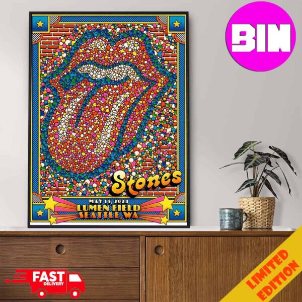 The Rolling Stones May 15 2024 Lumen Field Seattle WA Tour Merchandise Limited Edition Home Decor Poster Canvas