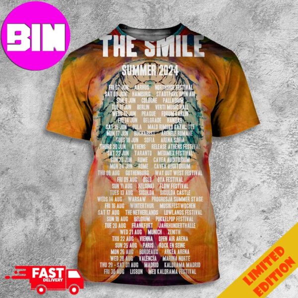 The Smile EU Tour Summer 2024 Schedule List Date All Over Print Unisex T-Shirt