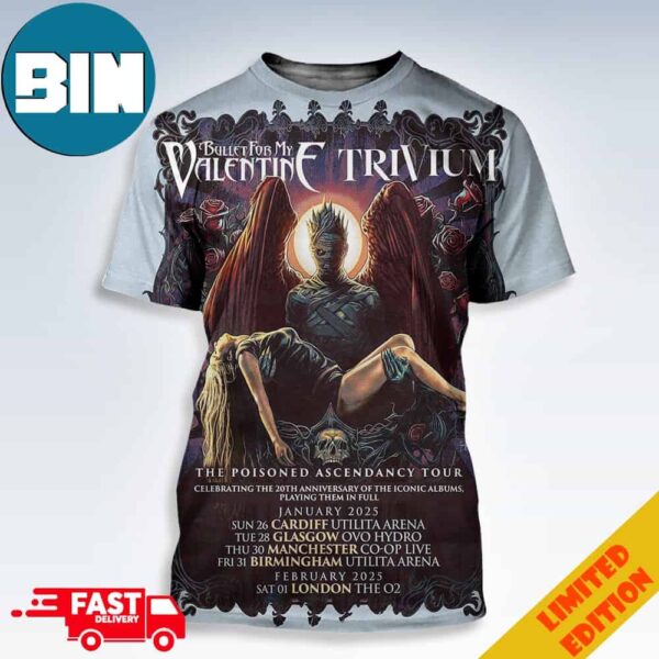 Trivium The Poisoned Ascendancy Uk Tour A 2025 Co-Headline Tour With Our Brothers In Bfmv Celebrate The 20th Anniversary Of The Iconic Album Schedule List Date 3D T-Shirt