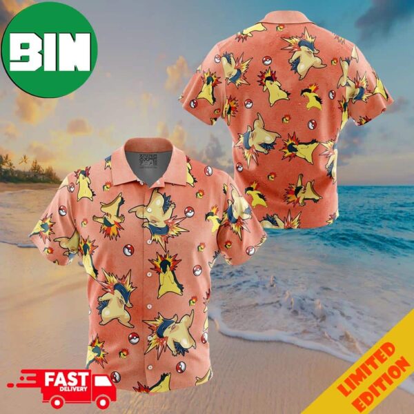 Typhlosion Pattern Pokemon Button Up ANIMEAPE Hawaiian Shirt