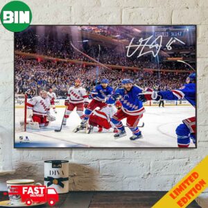 Vincent Trocheck New York Rangers Autographed Stanley Cup Playoffs 2024 Second Round Game 2 vs Carolina Hurricanes Overtime Goal Celebration Photograph Poster Canvas