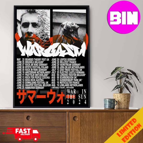 Wargasm Tour UK EU 2024 War In The Sun Schedule List Date Home Decor Poster Canvas