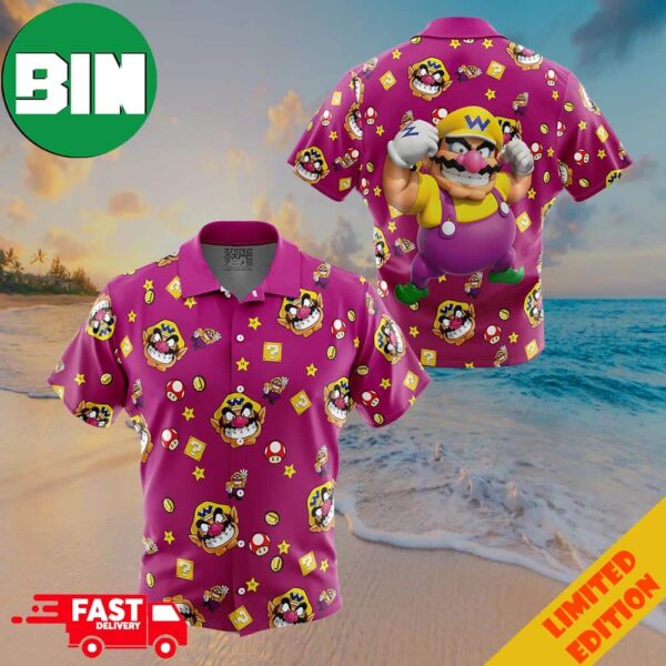 Wario Pattern Super Mario Button Up ANIMEAPE Hawaiian Shirt